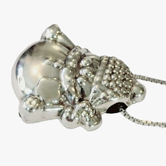 Vintage Sterling Silver Puffy Double Sided Snowman Necklace 18" - Picture 3 of 6